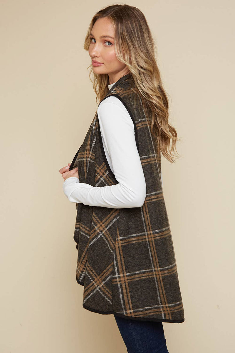 Plaid Vest Cardi -Black Plaid