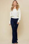 Chunky V-Neck Ivory Sweater