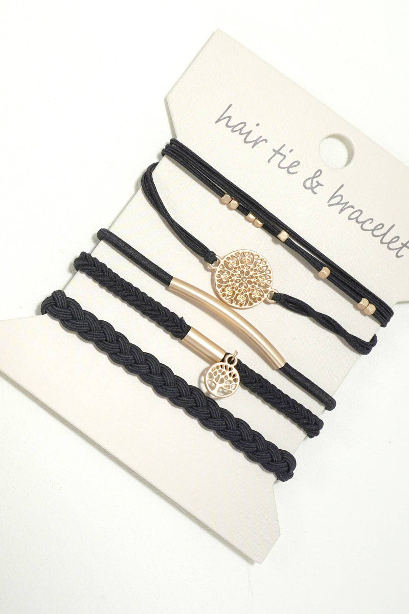 BOHO KNOT BRACELET HAIR TIES |  Black