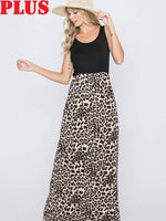 Sleeveless Solid and Animal Print Maxi Dress