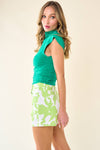 Kelly Green Ruched Mock Top