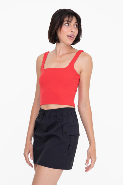 Double Lined Ribbed Square Neck Crop