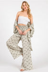 Olive Ivory Smocked Wide Leg Pant