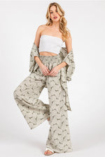 Olive Ivory Smocked Wide Leg Pant