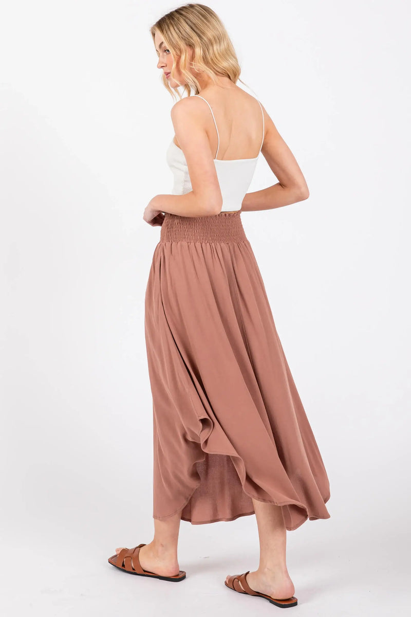 Smocked Midi Skirt