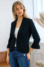 Ruffle Sleeve 3/4 Sleeve Solid Blazer