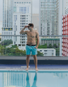Baja Llama Solid Green Machine Stretch Mens Swim