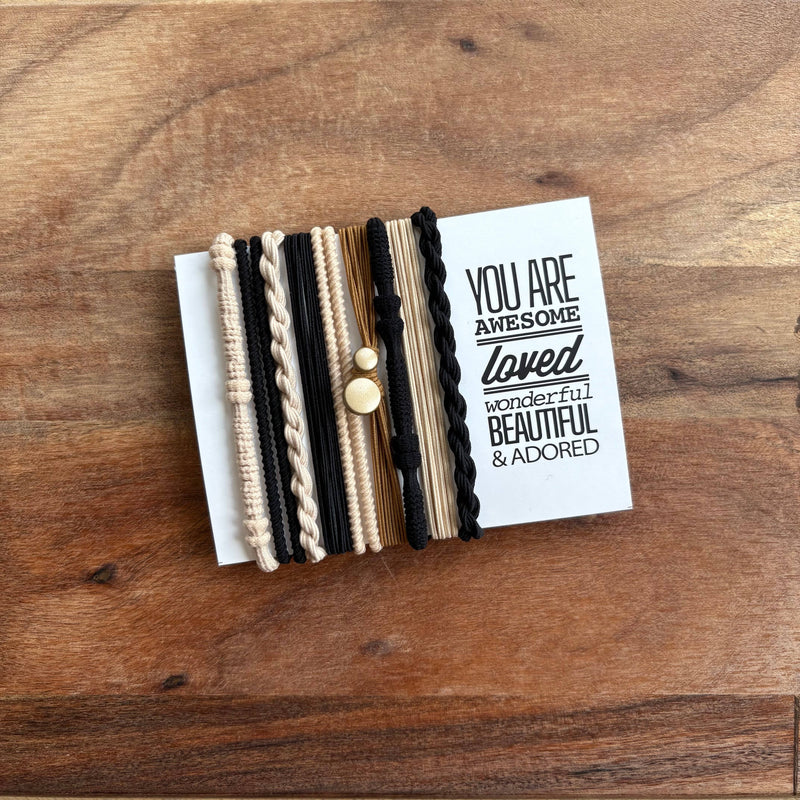Boho Hair Ties | Black & Tan Charm