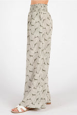 Olive Ivory Smocked Wide Leg Pant