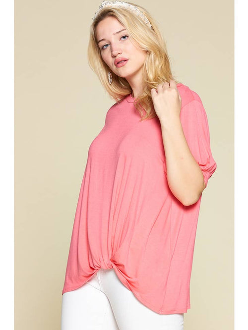 Solid Side Twist Jersey Top