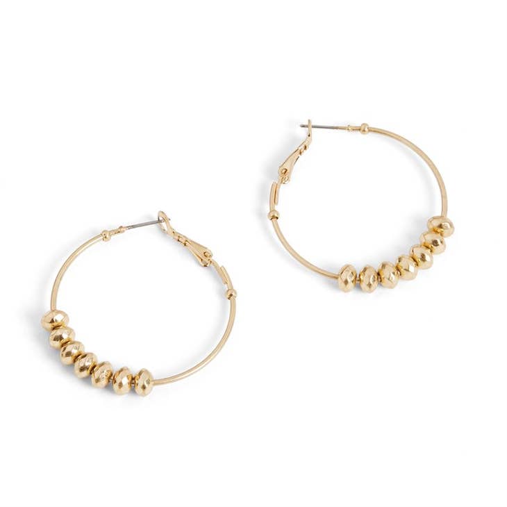 Hoop w/ Beads Earrings - Gold