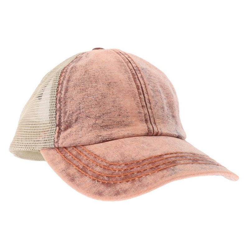 Stonewashed Mesh High Pony Cap
