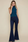 Teal Turtle Neck Sleeveless Top