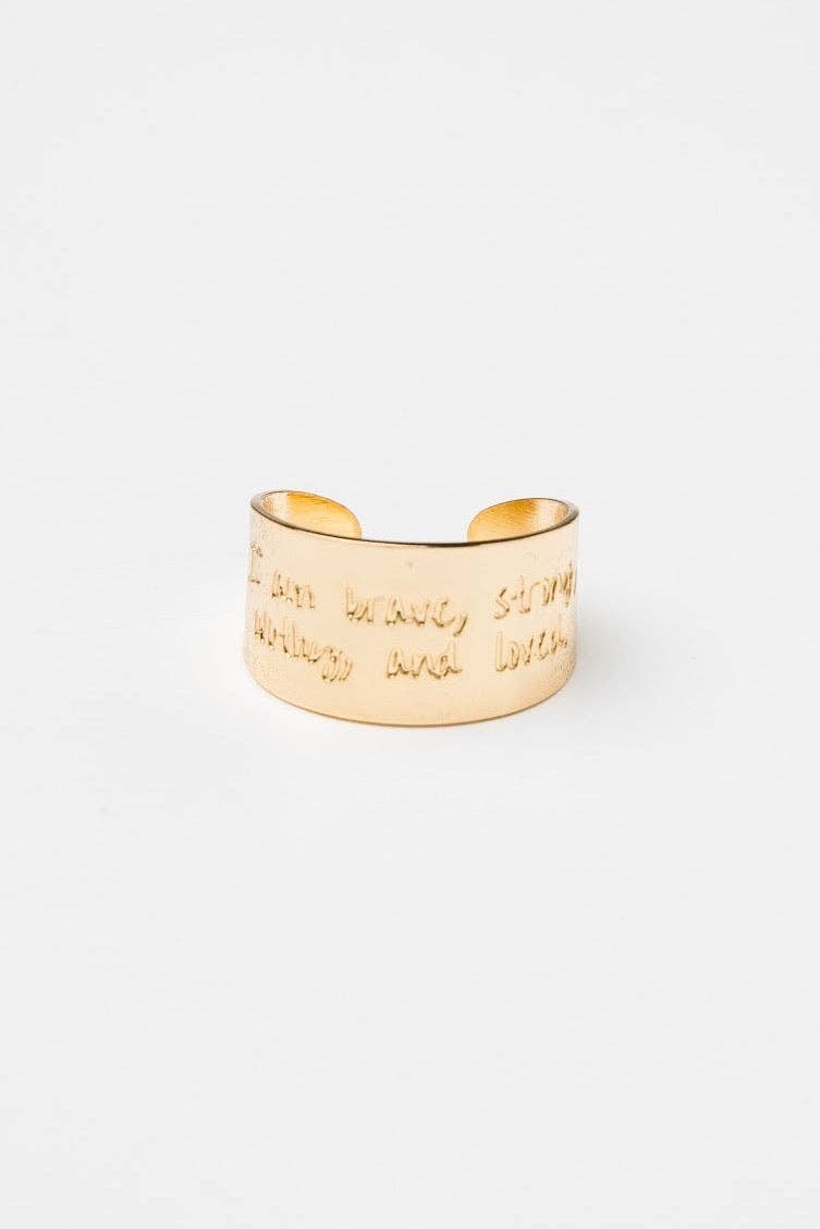 Brave Strong Worthy Adjustable Ring