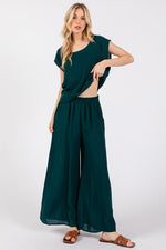 Woven Wide-Leg Pull On Pant