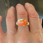 Orange Crystal Faceted Statement Ring