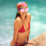 Clenega Matte Black Pink Lens Sunglasses