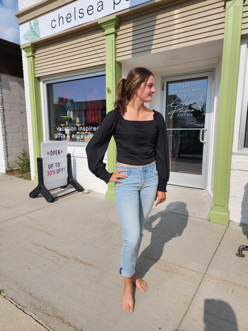 Woven Long Sleeve Chic Top