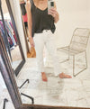 KUT Kelsey High Rise Fab AB Ankle Flare w/ Raw Hem