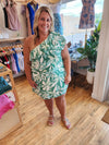 Curvy Evergreen One Shoulder Dress