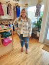 Curvy Light Blue Plaid Button Up