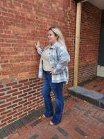Curvy Light Blue Plaid Button Up