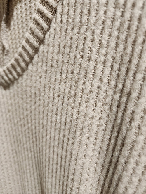 Brushed Thermal Waffle V-Neck Sweater