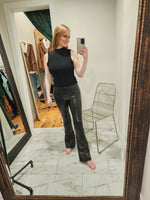 Faux Patent Leather Flare Highwaist Leggings