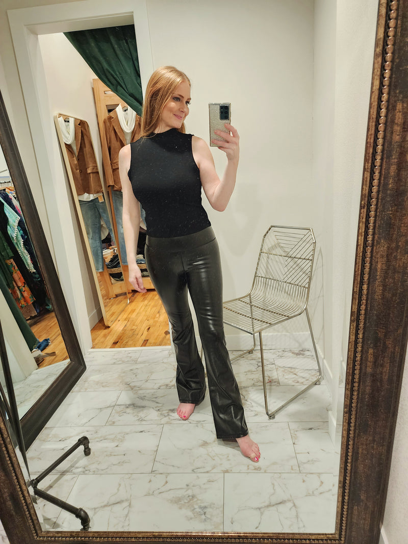 Faux Patent Leather Flare Highwaist Leggings