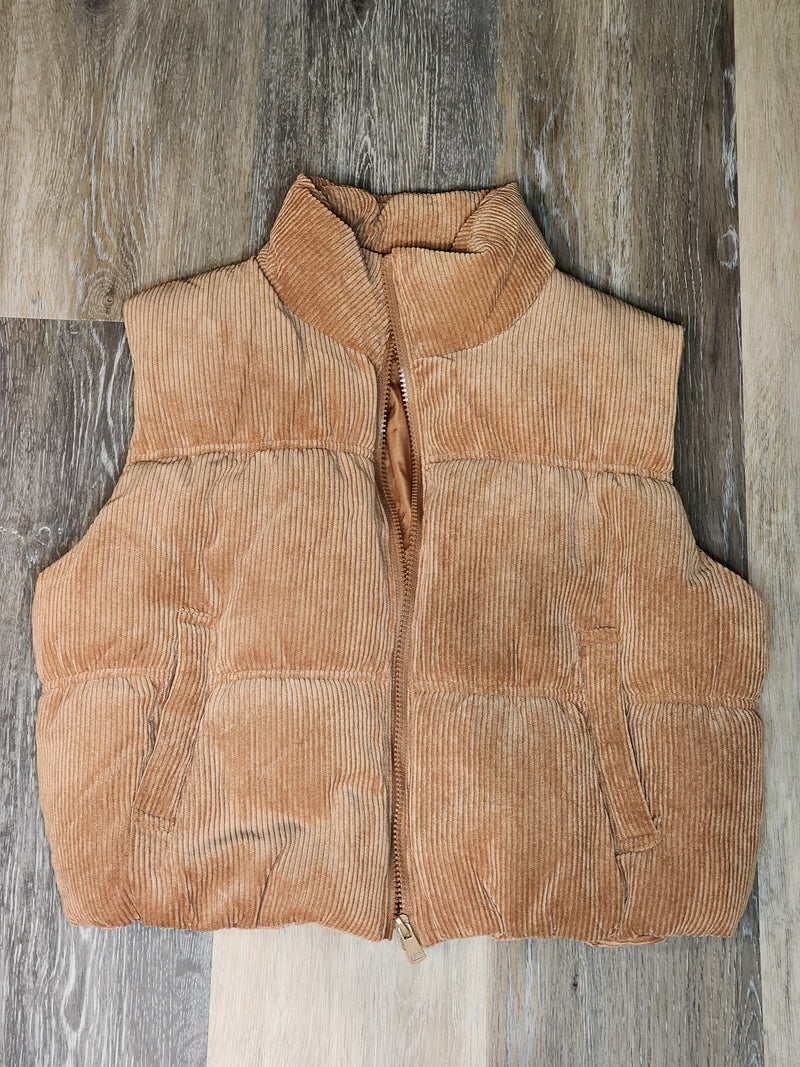 Cropped Corduroy Puffer Vest