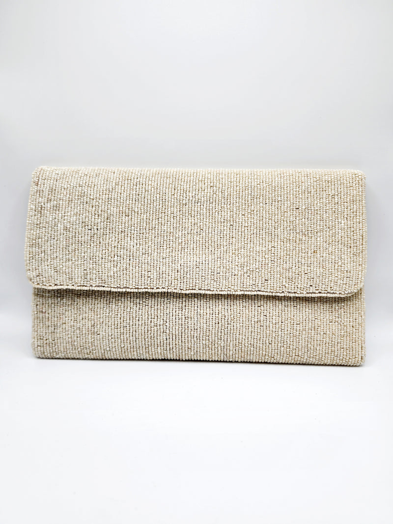 Ivory Beaded Clutch