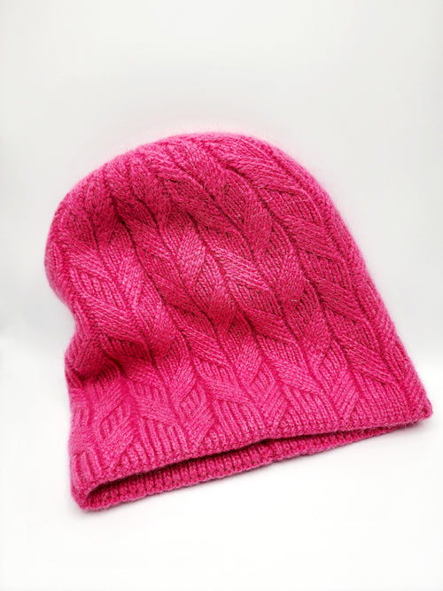 Hot Pink Cable Knit Hat