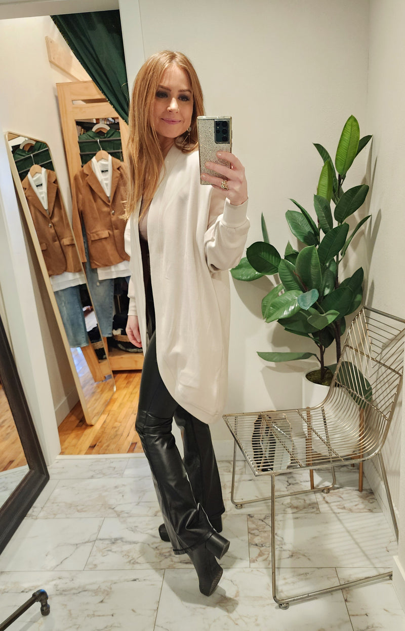 Fur Lined Open Front Cardigan