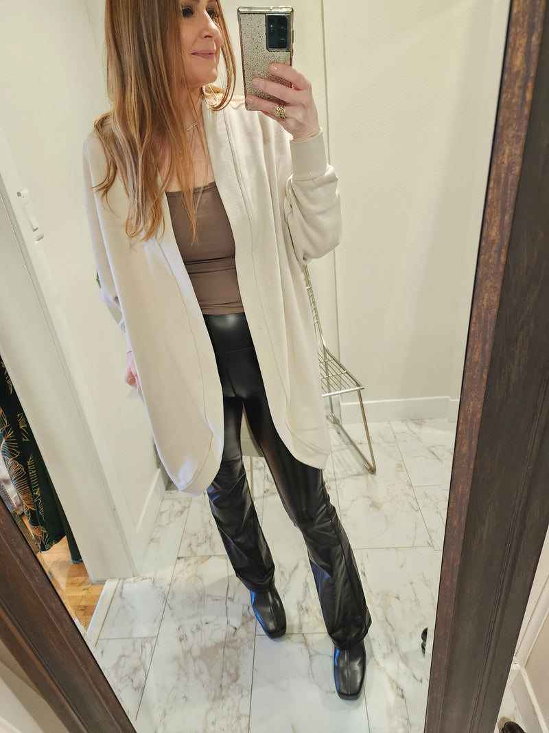 Fur Lined Open Front Cardigan