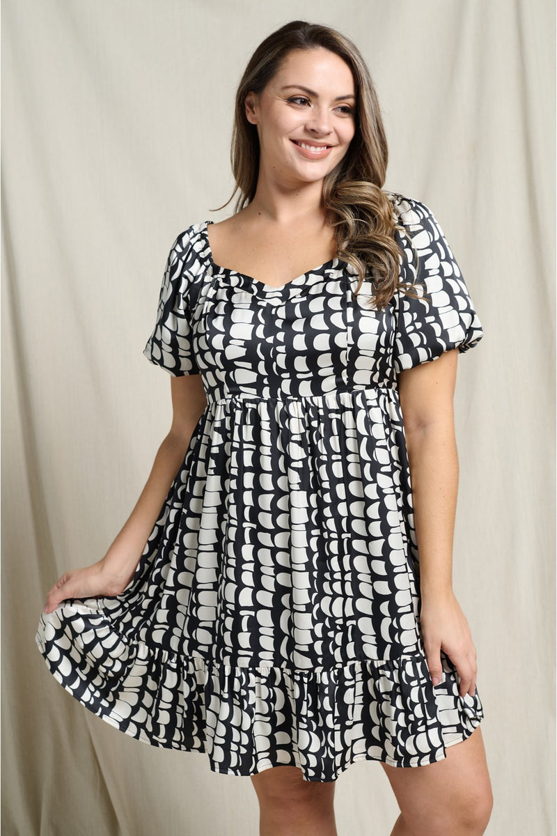 Curvy Abstract Sweetheart Mini Dress