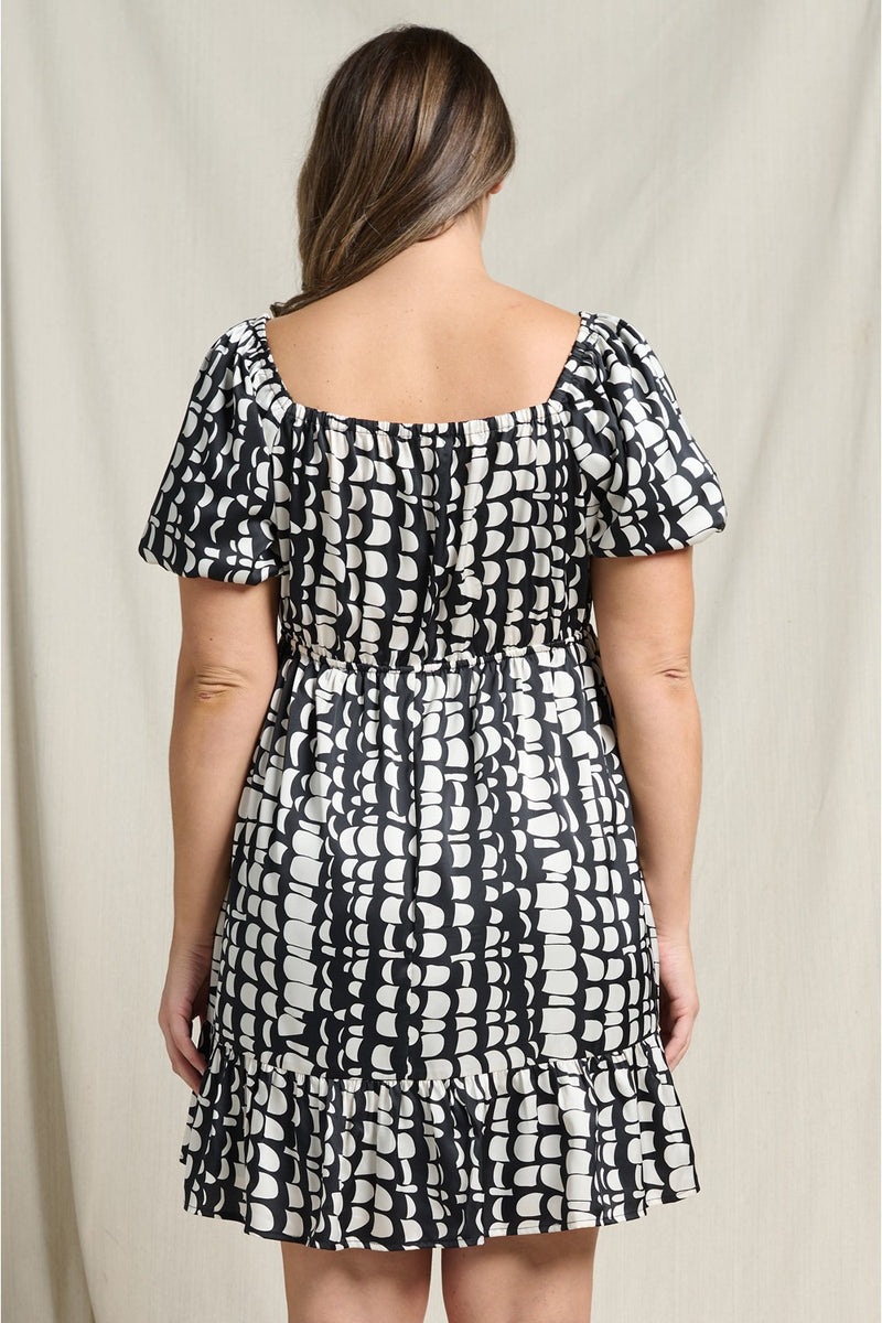 Curvy Abstract Sweetheart Mini Dress
