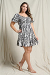 Curvy Abstract Sweetheart Mini Dress