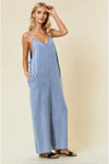 V-Neck Wide Leg Tencel Jumpsuit