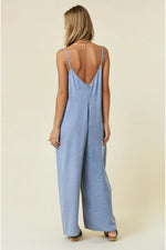 V-Neck Wide Leg Tencel Jumpsuit