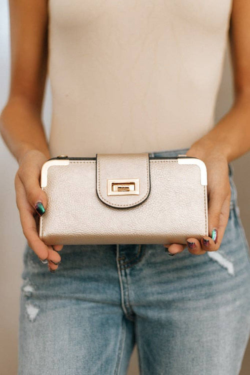 Turn Lock Crossbody Wallet