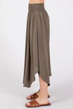 Smocked Midi Skirt- Green