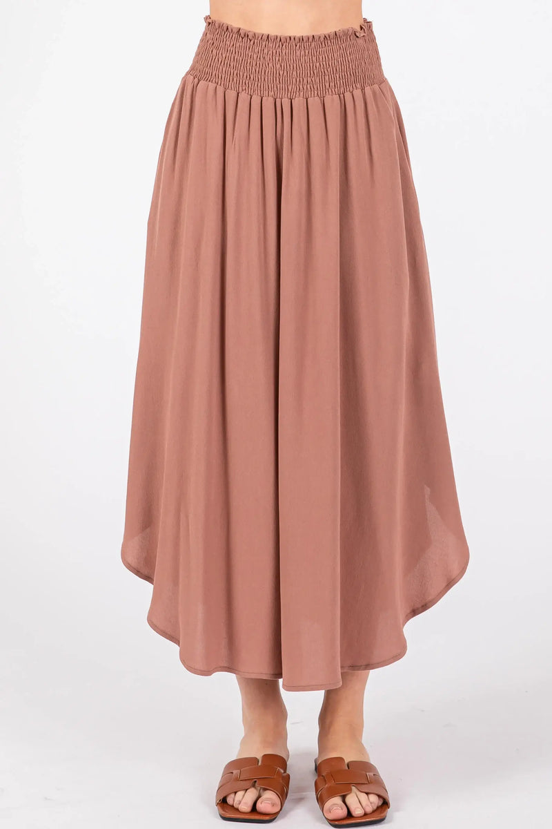 Smocked Midi Skirt