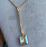 Crystal Bar Pendant Hammered Necklace Chain