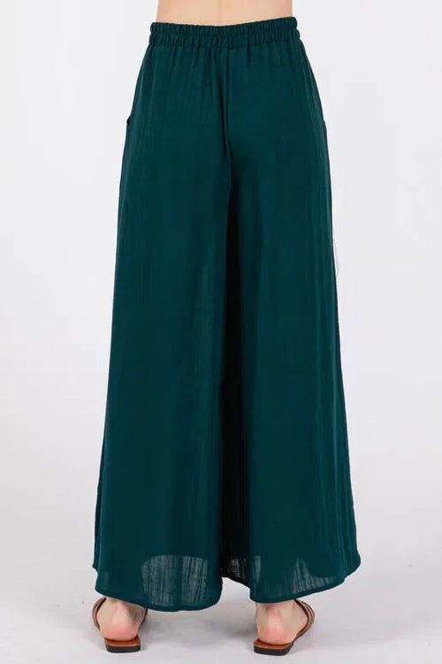 Woven Wide-Leg Pull On Pant