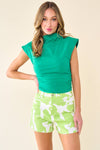 Kelly Green Ruched Mock Top