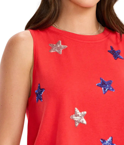 Stars Of Summer Sequin Cropped Tank Top