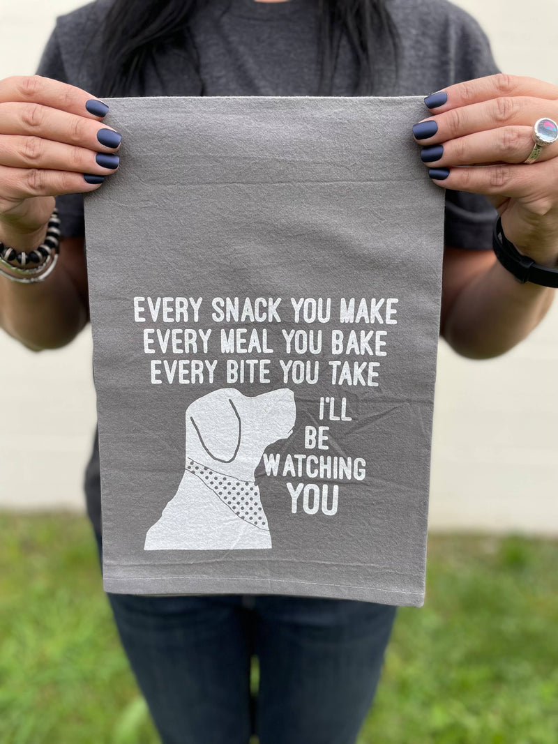 I'LL BE WATCHING YOU DOG TEA TOWEL
