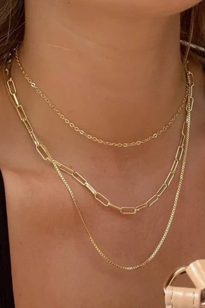 18K STAINLESS STEEL LAYERED NECKLACE