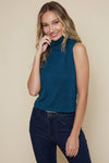 Teal Turtle Neck Sleeveless Top