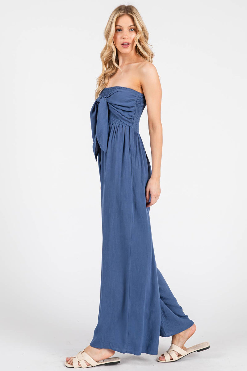 Front Tie Tank Top Wide Leg Jumpsuit